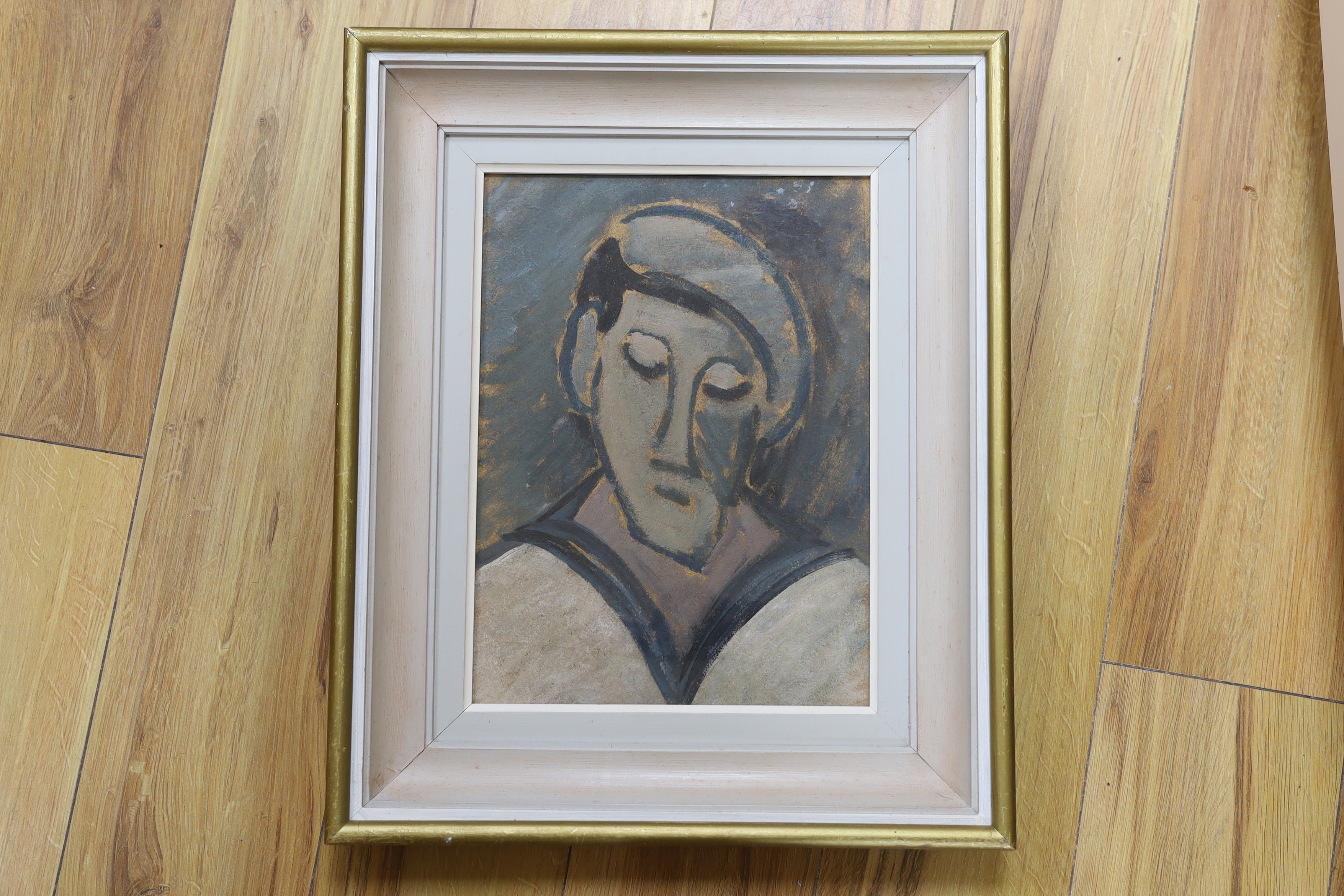 20th century School, oil on board, Portrait of a sailor, unsigned, 34.5 x 25cm